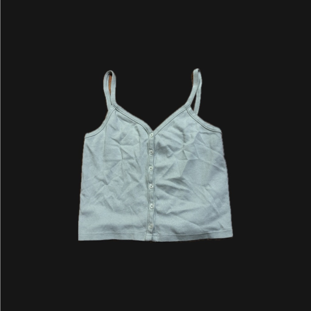 Women's Light Green Button-Up Tank Top